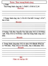 Một số bài tập Tìm trung bình cộng Toán lớp 4
